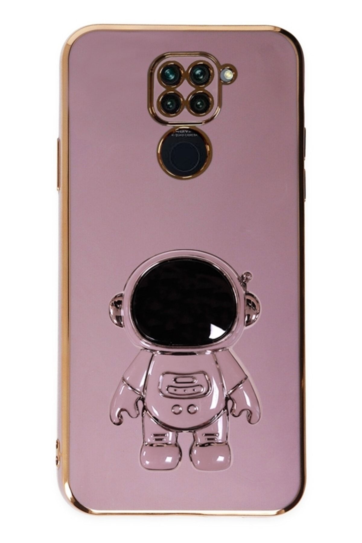 Eiroo Astronot Xiaomi Redmi Note 9 Standlı Mor Silikon Kılıf