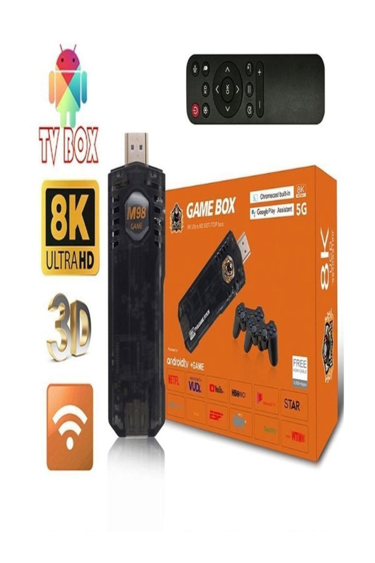 ULTRATEKNO 5g 8k Ultra Hd 64 Gb Tv Box + Game Box Android Tv + Oyun Konsolu 2in1 Netflix