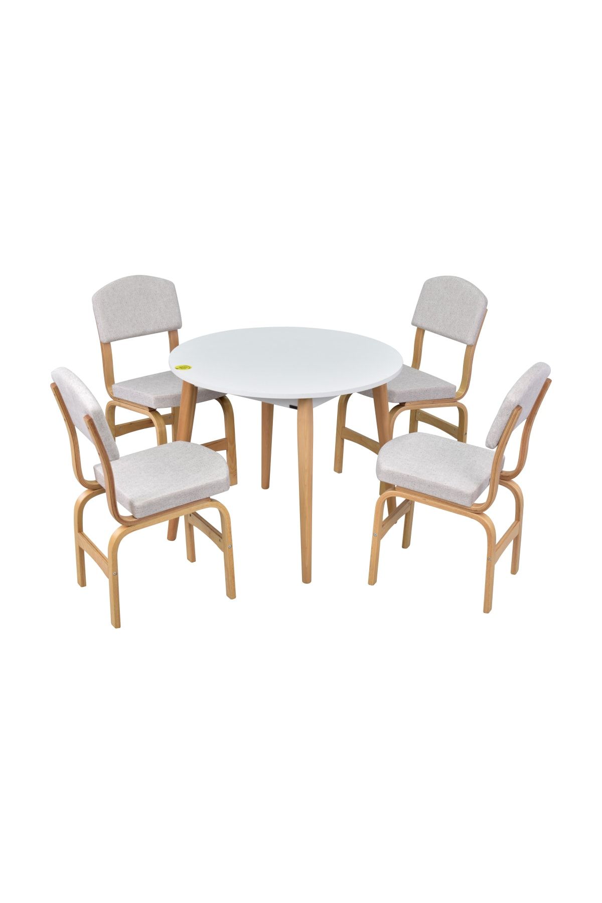 VİLİNZE Ege Sandalye Avanos Yuvarlak Ahşap Mutfak Masası Takımı - 90x90 Cm