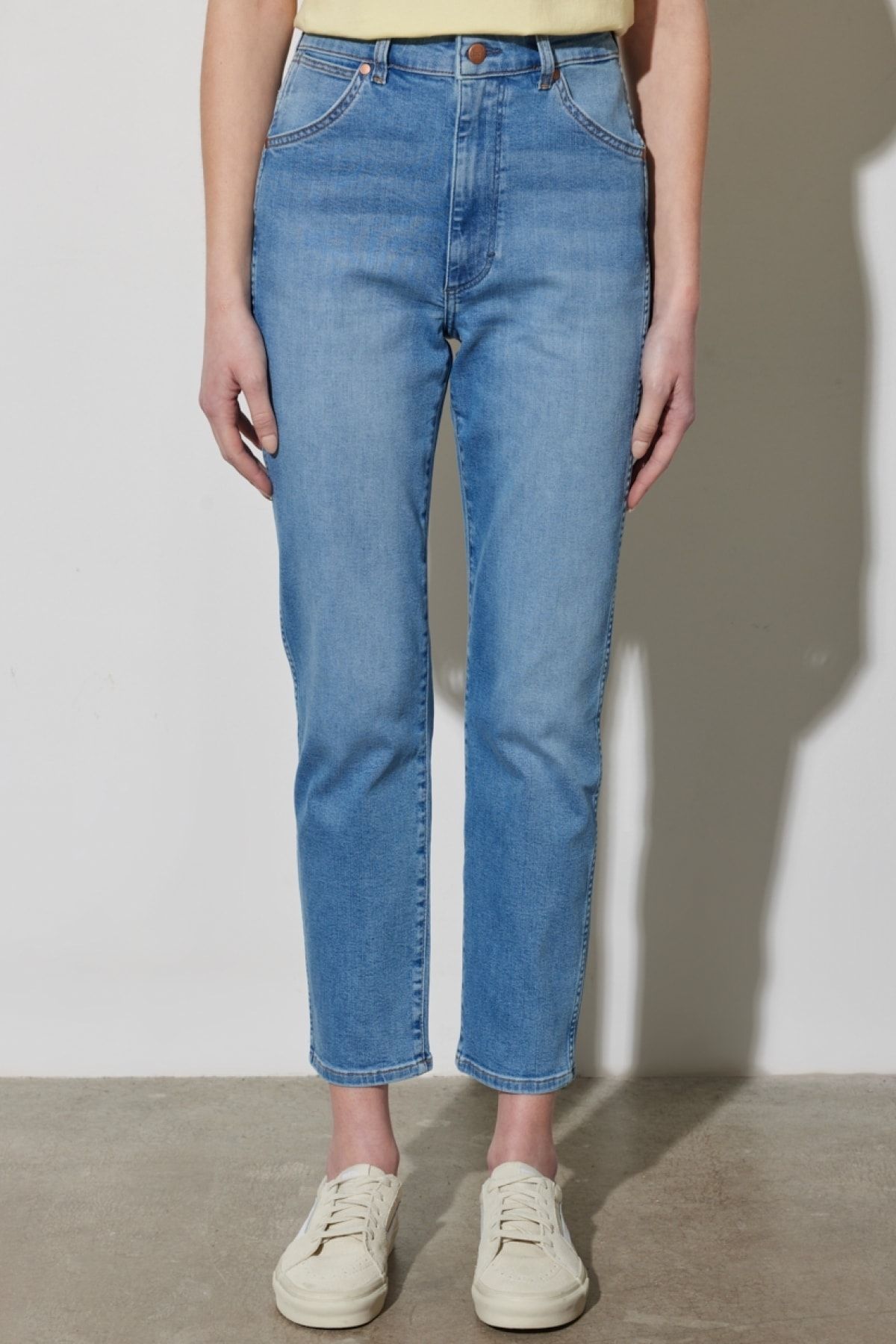 Wrangler Walker Walker Fit Normal Bel Düz Paça Esnek Mavi Kadın Jean Denim Kot Pantolon