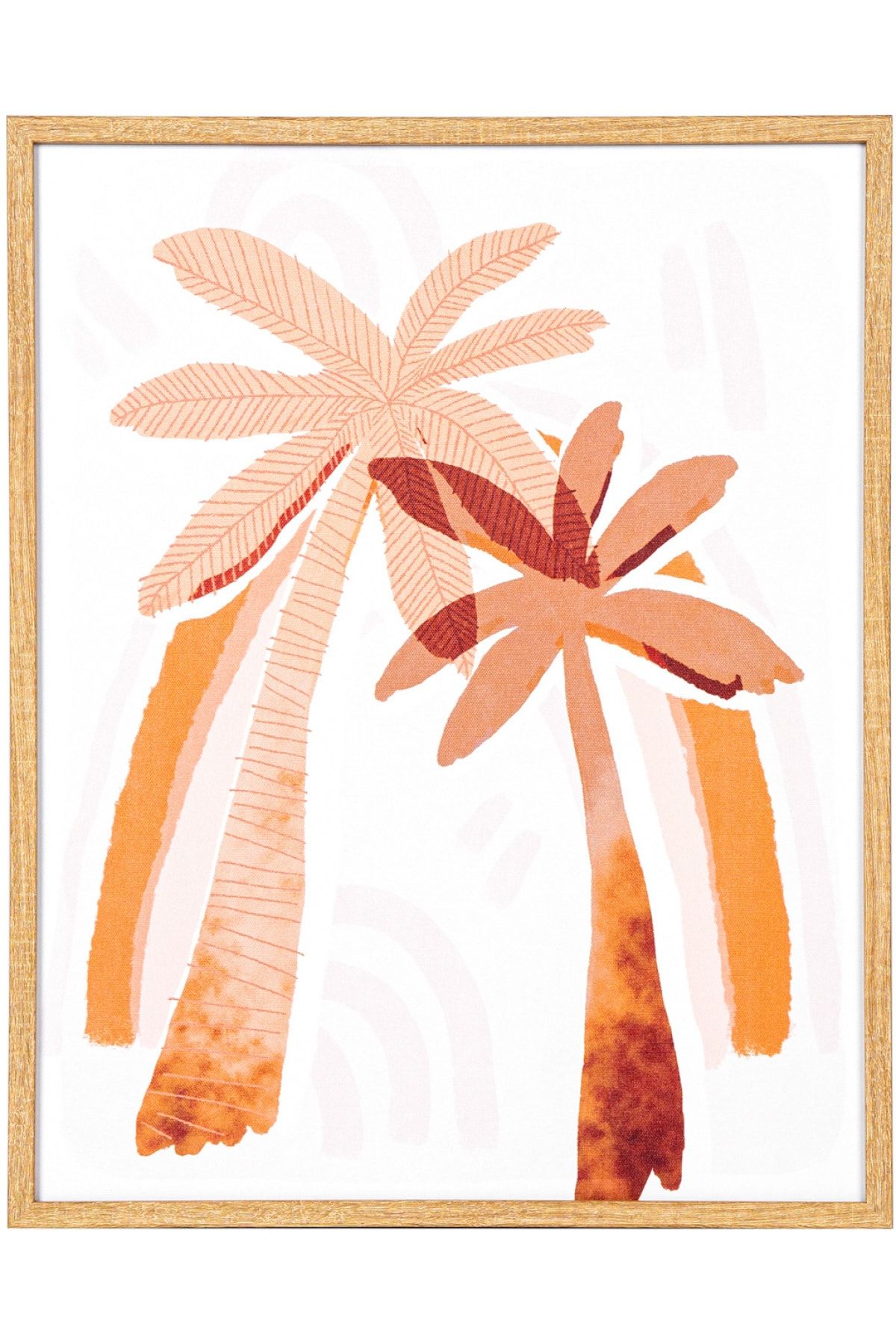 Herdekora Doğal Ahşap Çerçeveli Palmiye Ağacı Mdf Üzeri Baskı Tablo Somon-kahverengi 40x1,8x50 Cm.