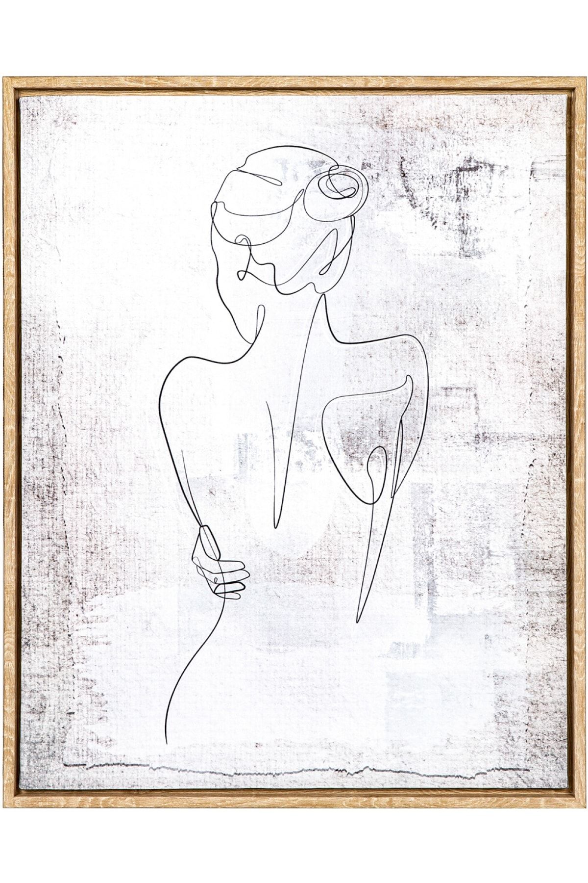 Herdekora Doğal Ahşap Çerçeveli Karakalem Kadın Resmi Kanvas Tablo Siyah-beyaz 40x2,5x50 Cm.