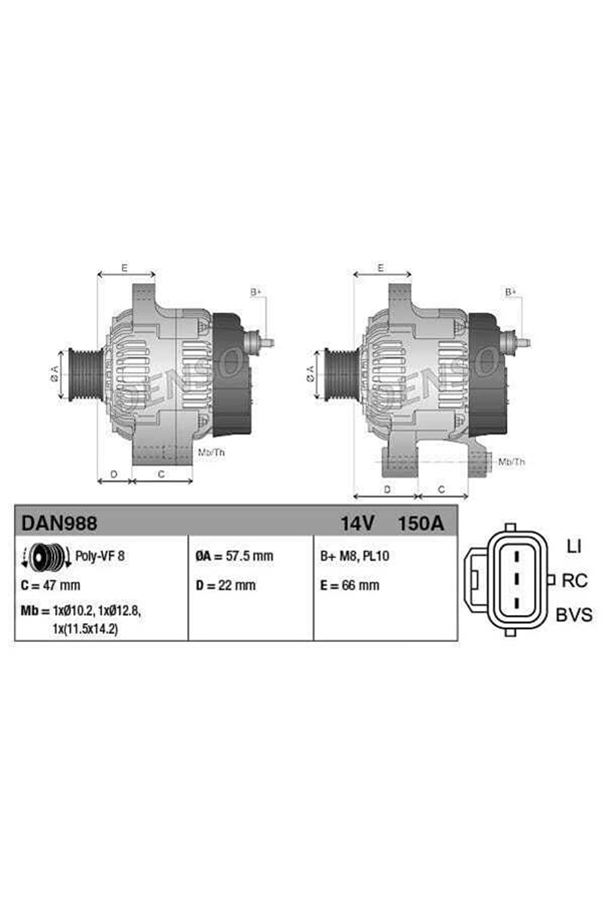 Dan988 Alternatör Bmw Range Rover Sport 05- 13