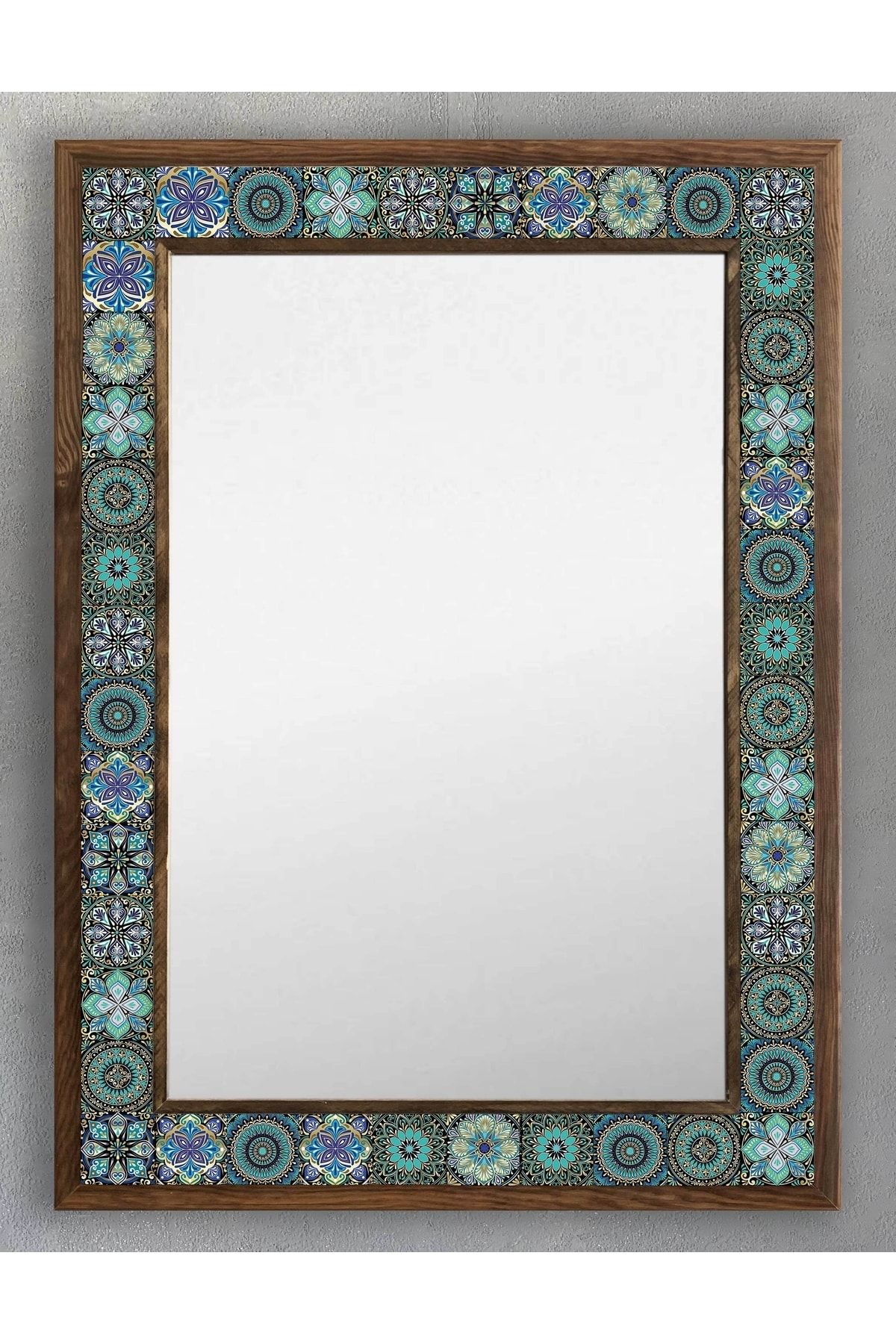 Oscar Stone Decor Masif Çerçeveli Mozaik Taş (mermer) Ayna 53x73 Cm (tile-seramik Desenli) Dresuar