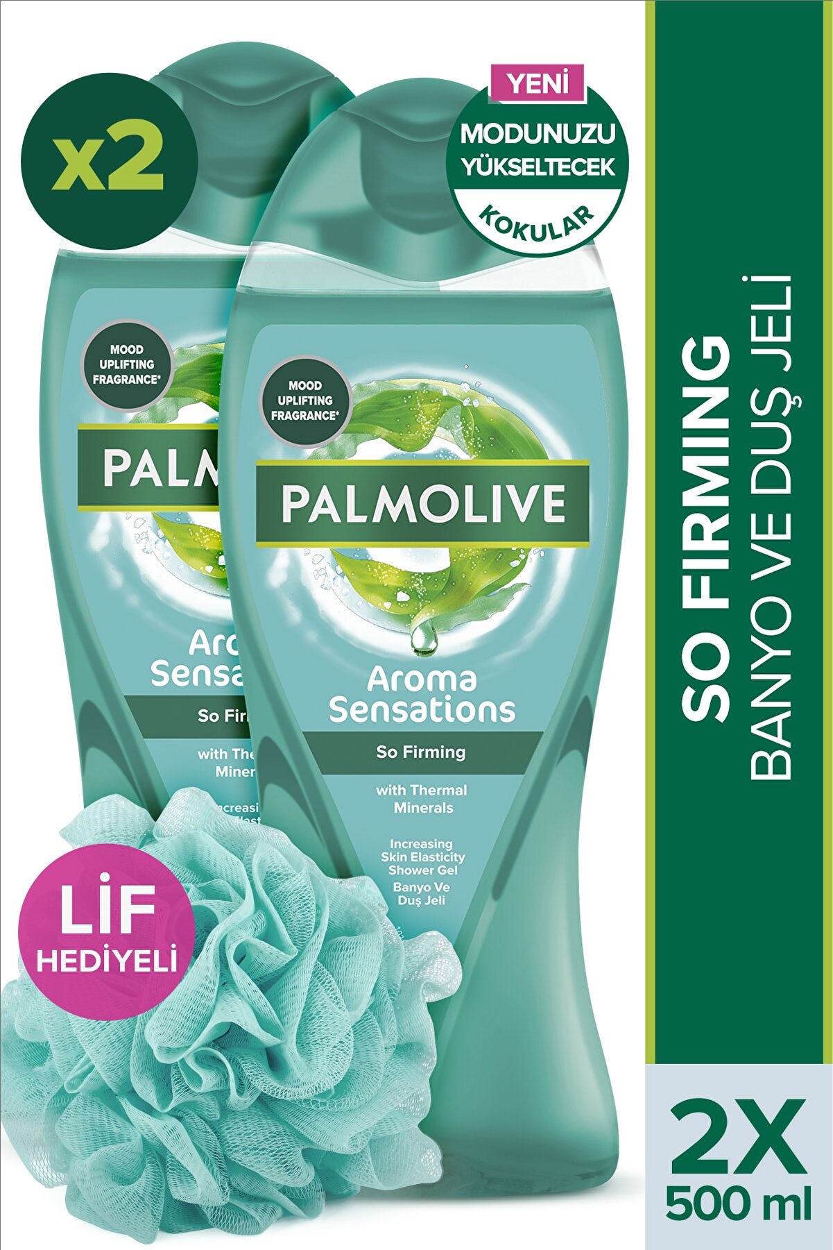 Palmolive Aroma Sensations So Firm Banyo ve Duş Jeli 500 ml x 2 Adet + Duş Lifi Hediye