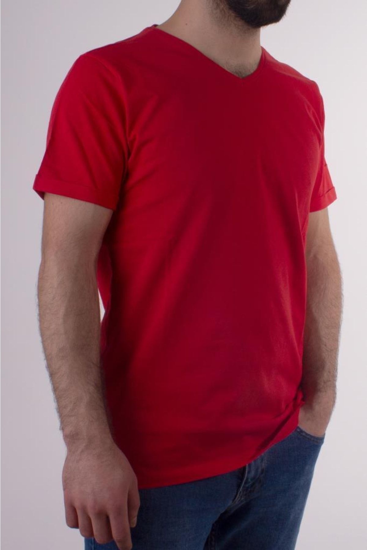 Twister Jeans 1827 Kırmızı V Yaka Erkek T-shirt