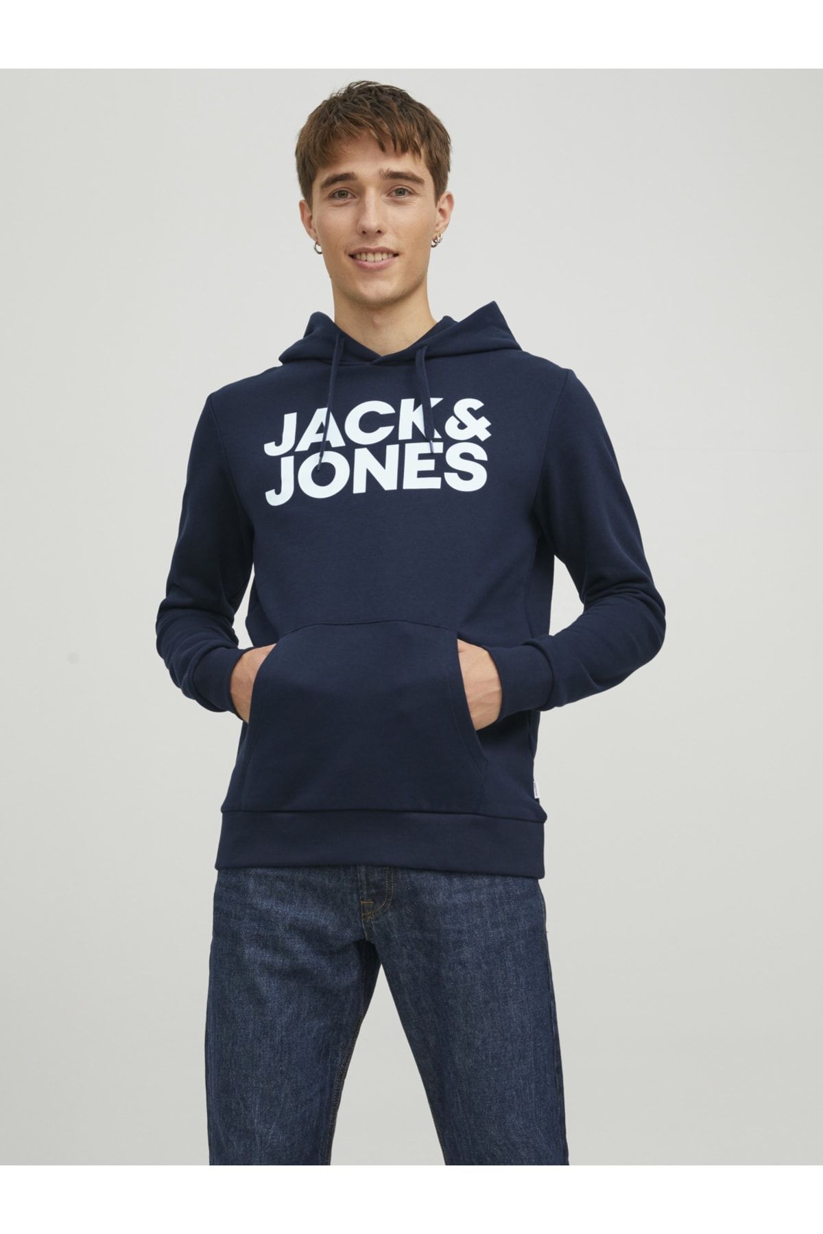 Jack & Jones Jack Jones Erkek Yazılı Kapşonlu Sweat 12152840