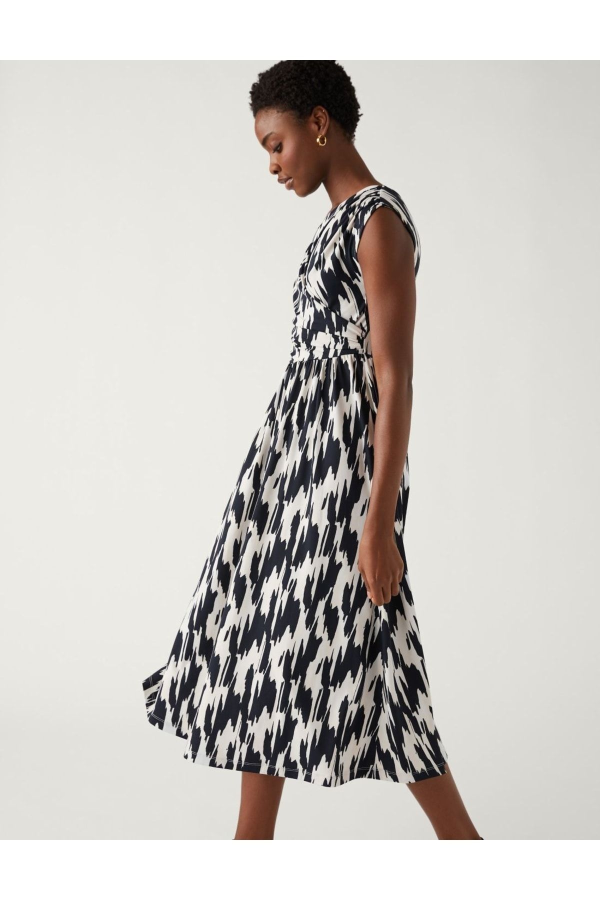 Marks & Spencer Desenli Midi Örme Elbise