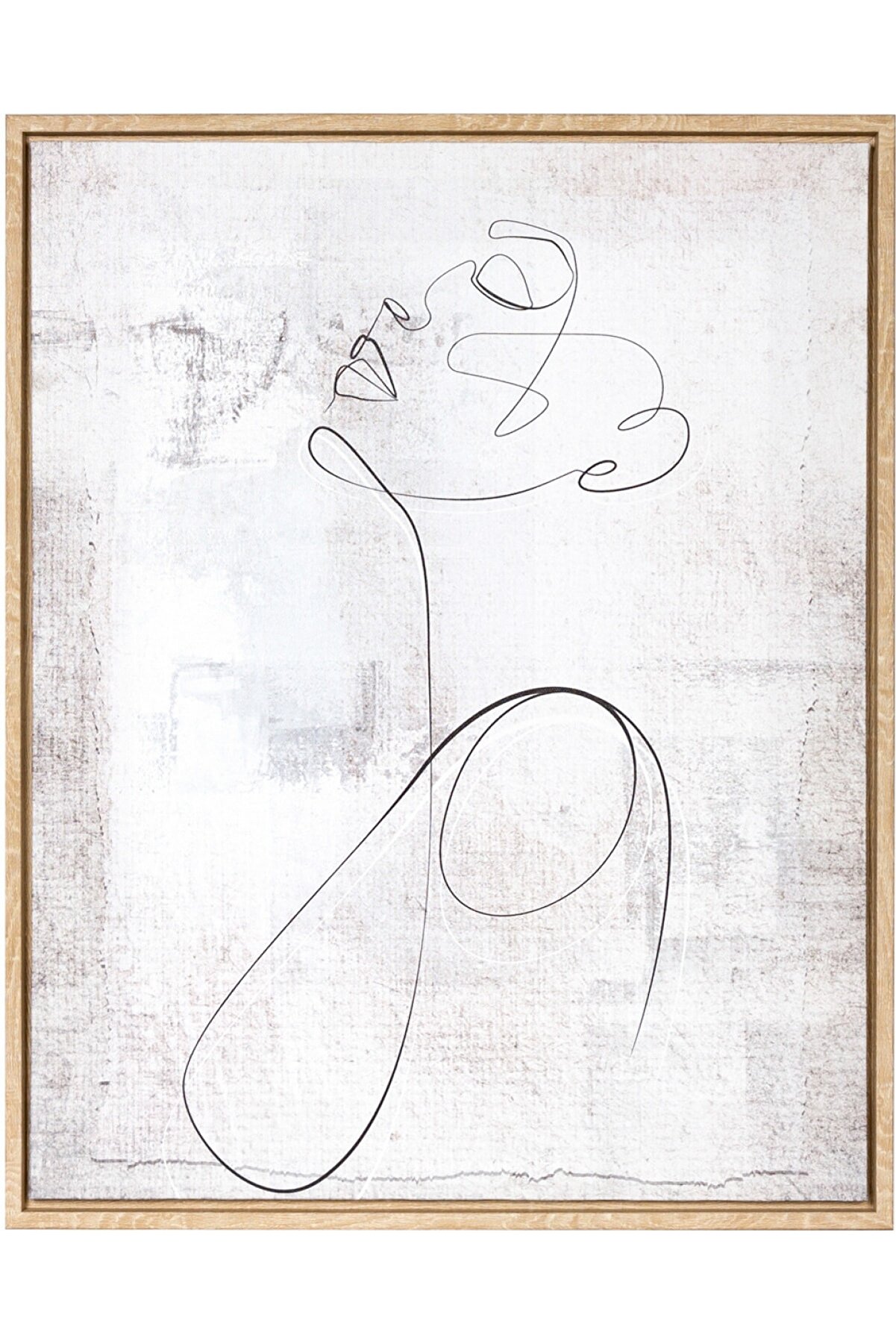 Herdekora Doğal Ahşap Çerçeveli Karakalem Kadın Resmi Kanvas Tablo Siyah-beyaz 40x2,5x50 Cm.
