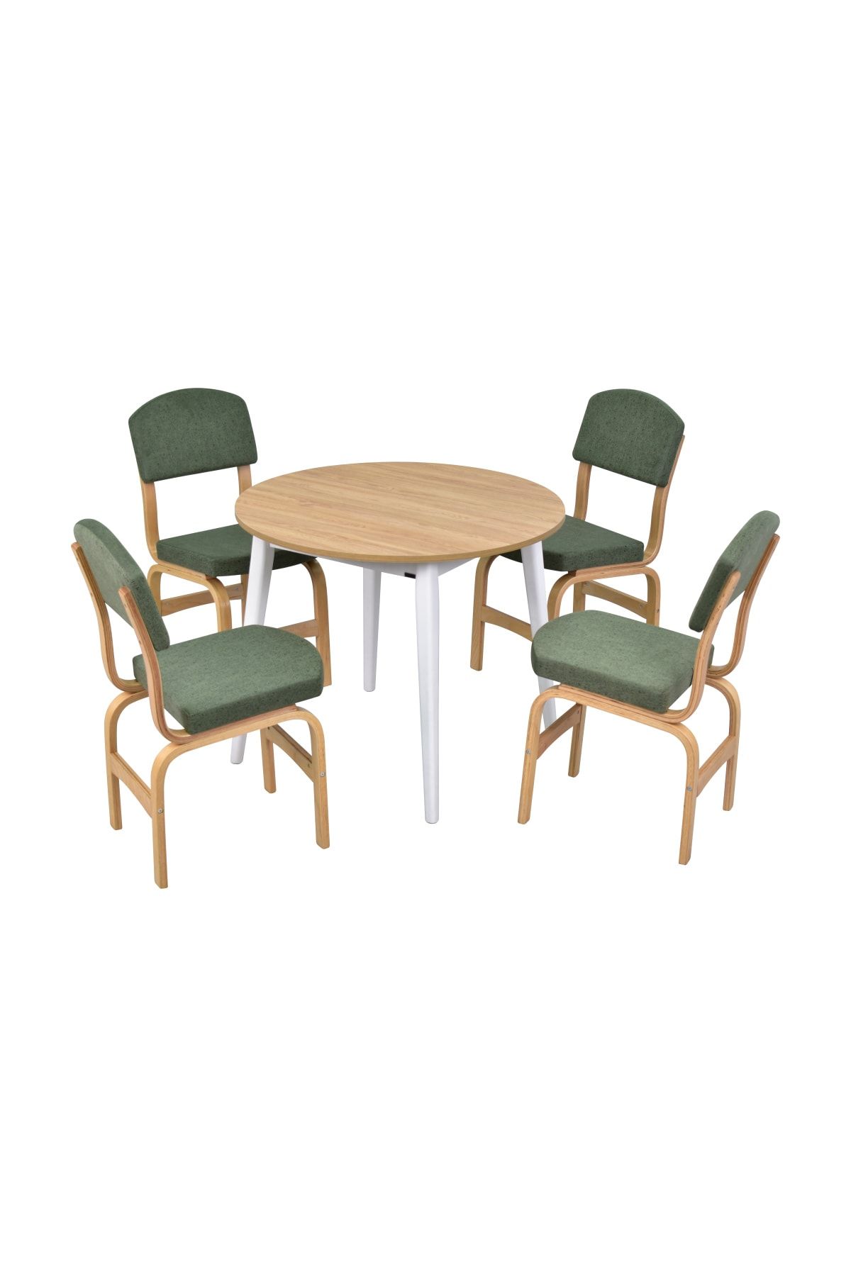 VİLİNZE Ege Sandalye Avanos Mdf Yuvarlak Ahşap Mutfak Masası Takımı - 90x90 Cm