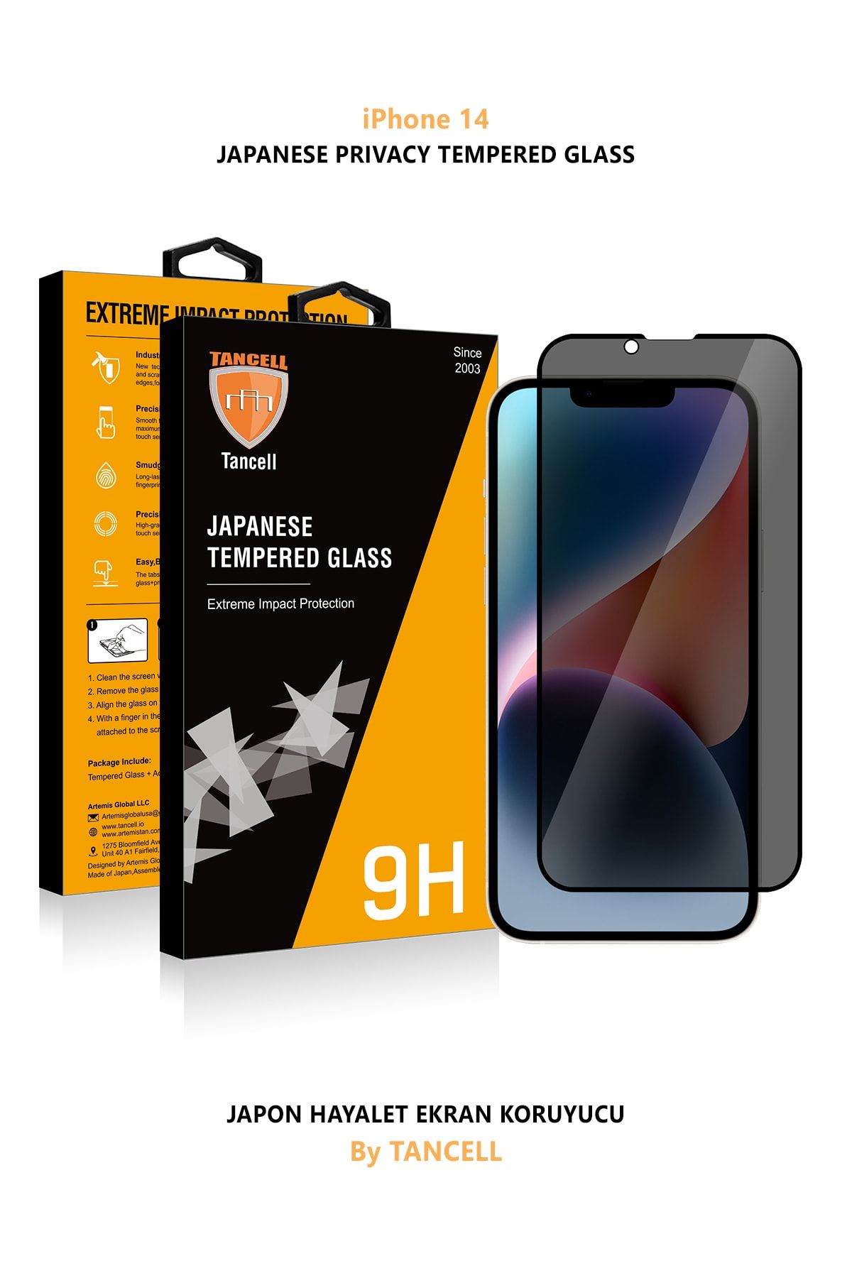 TANCELL Iphone 14 Uyumlu Hayalet Ekran Koruyucu Tam Kaplayan Japon Kırılmaz Cam 6.1 Inc (1 ADET)