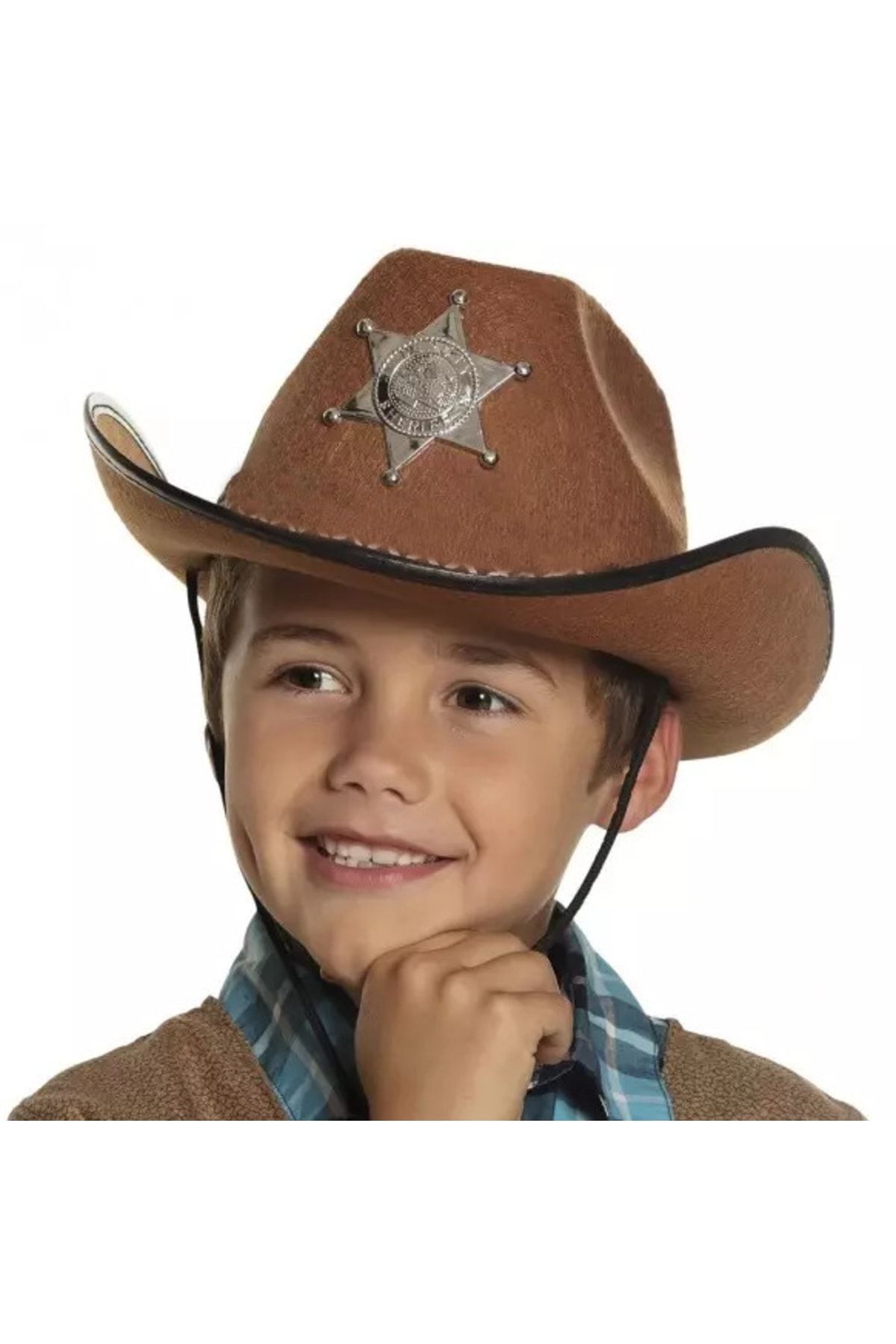 KAYAMU Çocuk Kovboy Şapkası - Vahşi Batı Kovboy Şerif Şapkası Kahve Renk