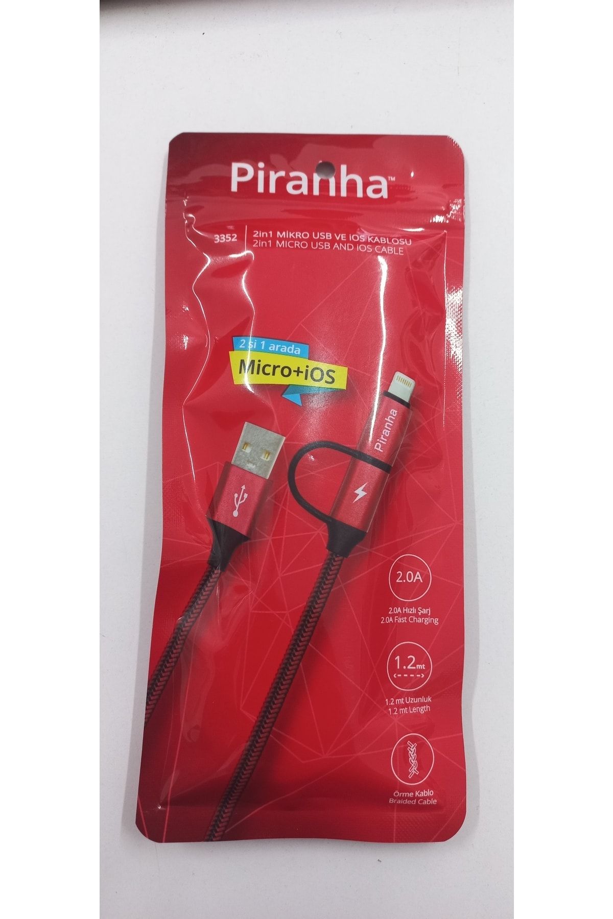 Piranha 3352 Micro Usb Ve Ios Veri Aktarım Ve Şarj Kablosu