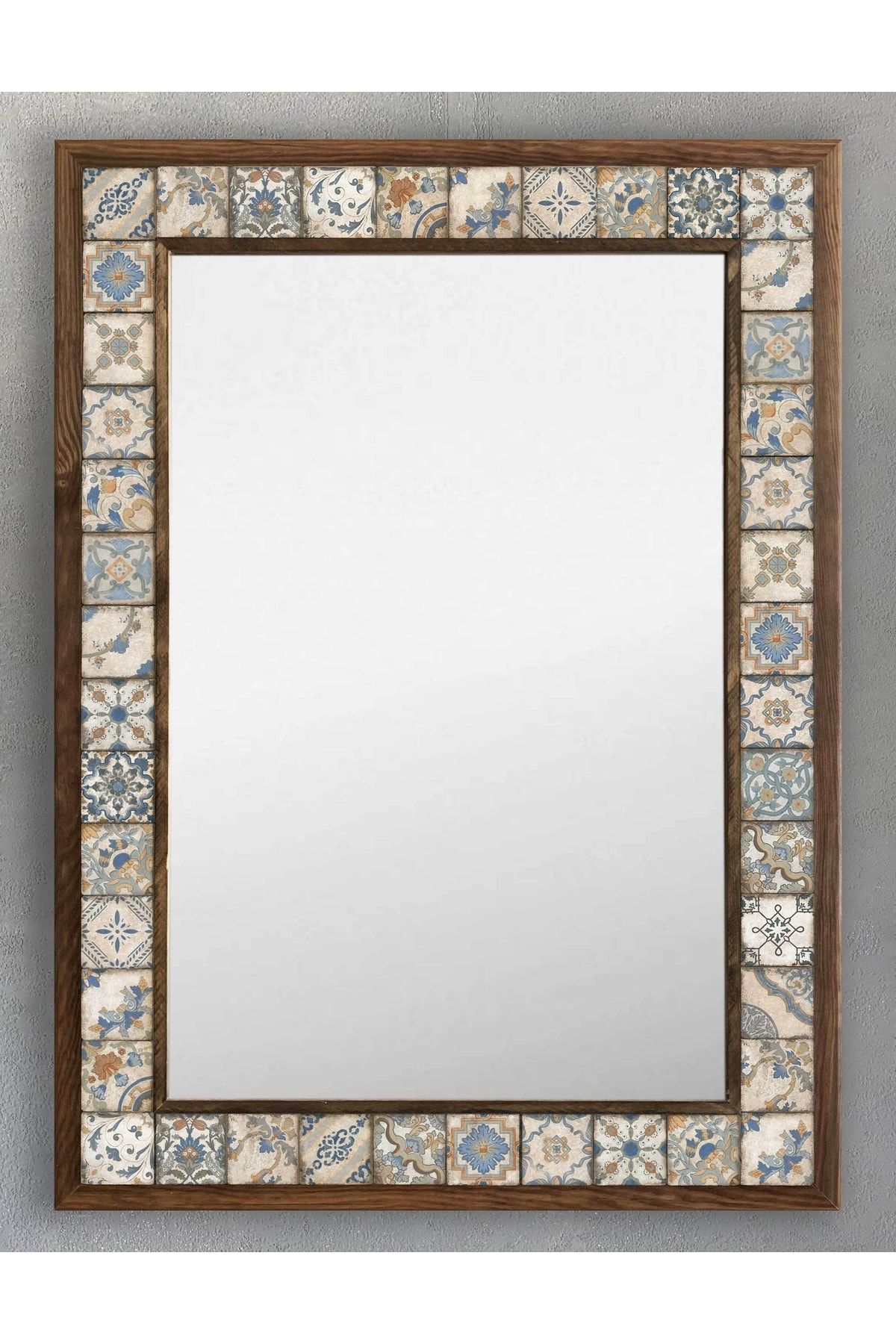 Oscar Stone Decor Masif Çerçeveli Mozaik Taş (mermer) Ayna 53x73 Cm Morocco-etnik-seramik Desenli