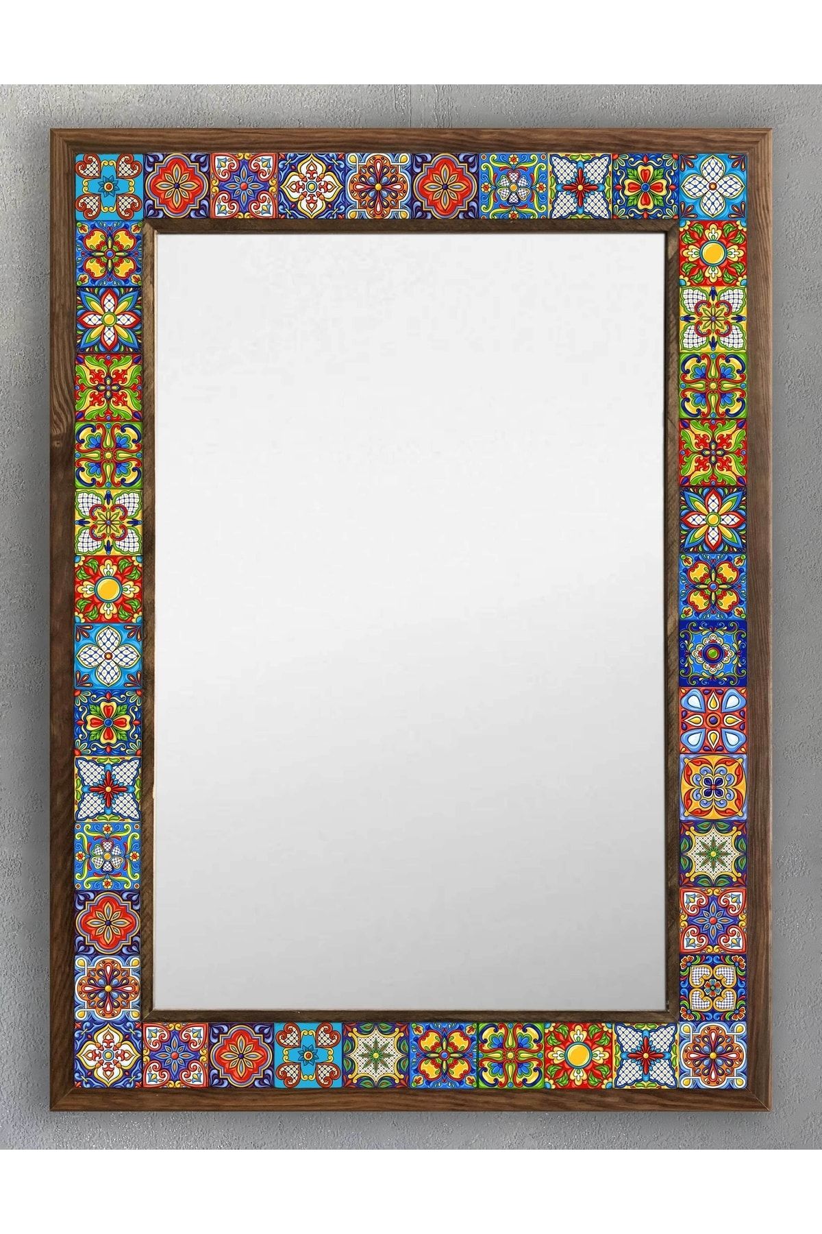 Oscar Stone Decor Masif Çerçeveli Mozaik Taş (mermer) Ayna 53x73 Cm Morocco-seramik Desenli Dresuar
