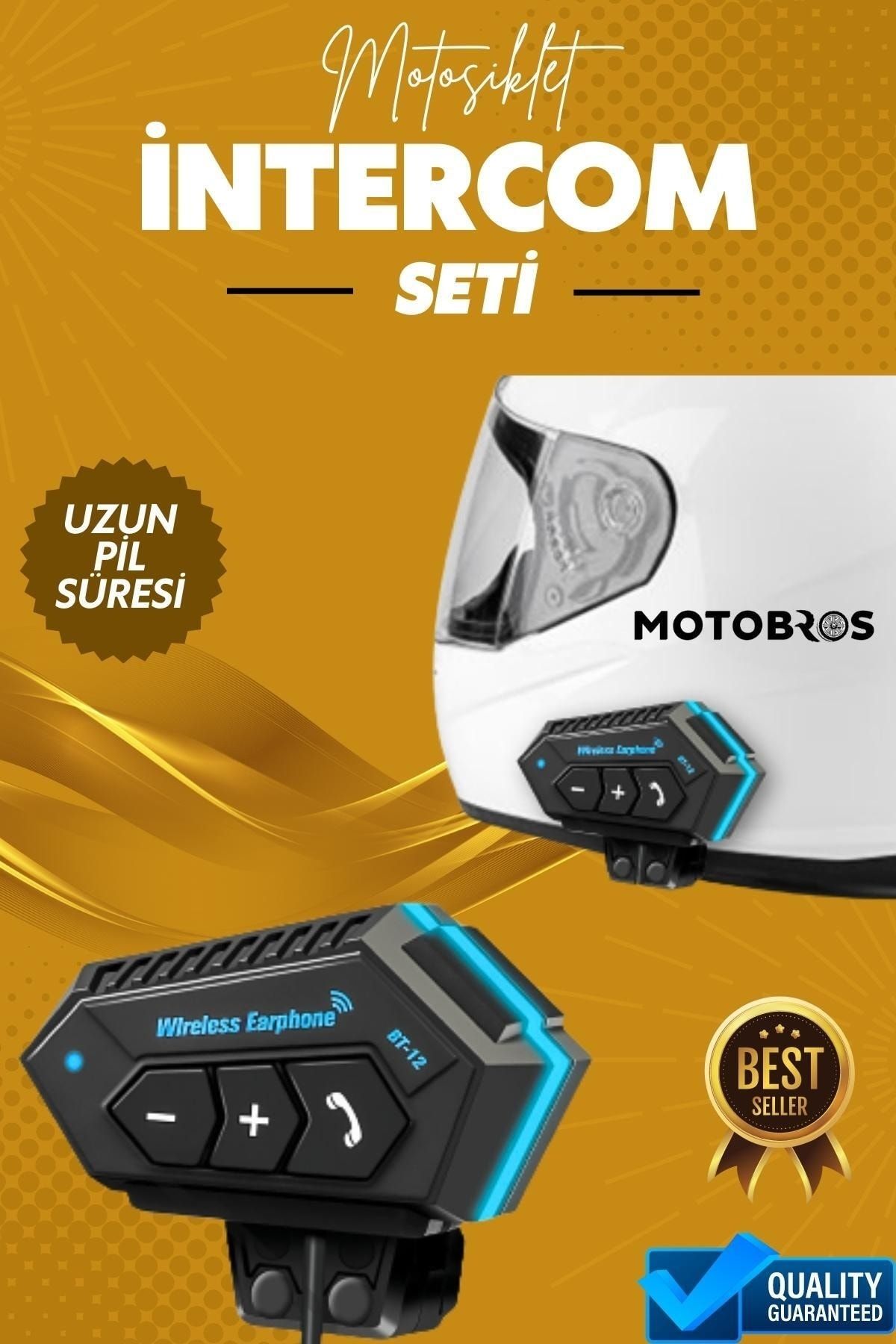 BT12 Motosiklet Bluetooth V4.2 Intercom Interkom Dinleme Ve Konuşma Özellikli Su Geçirmez