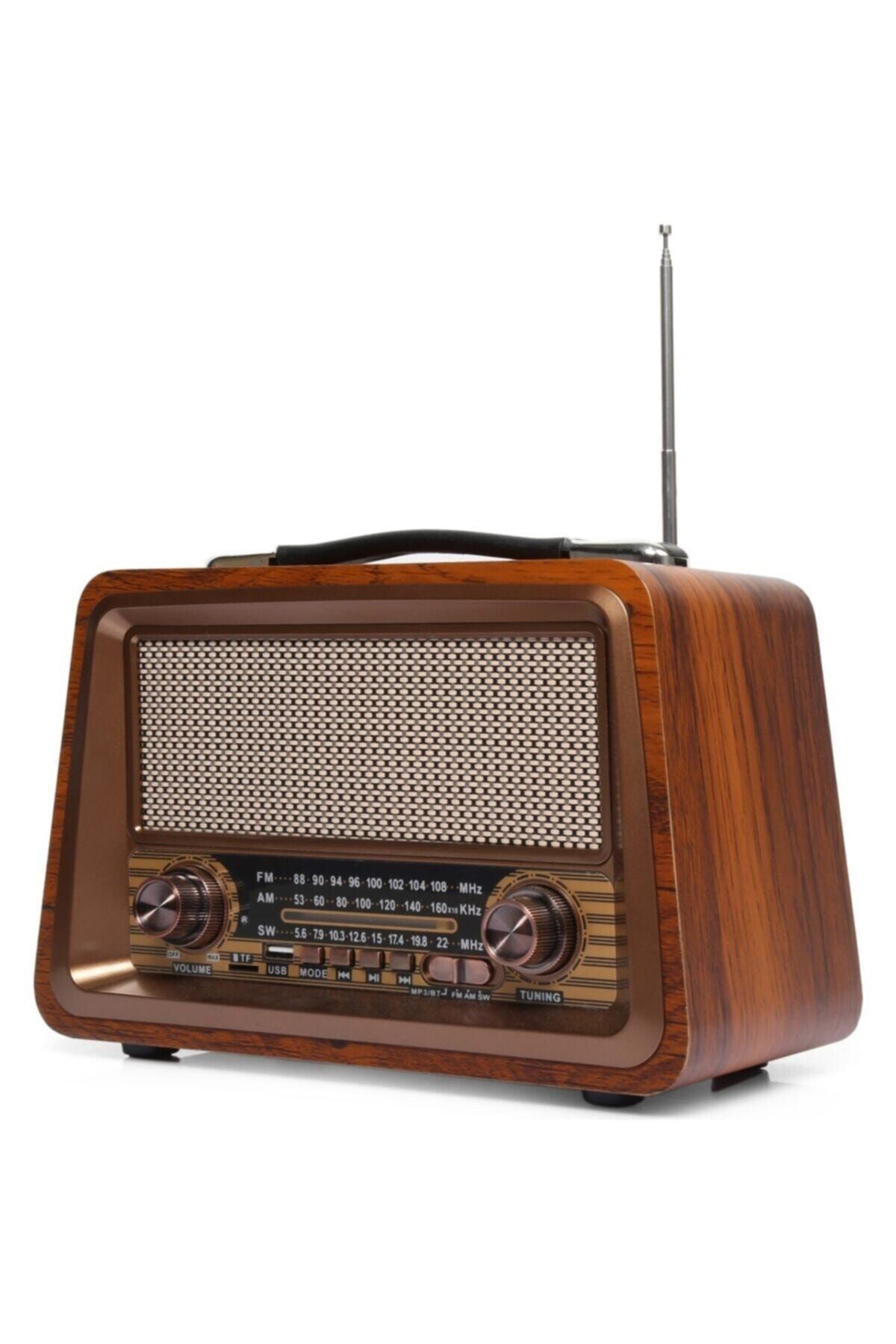 BAYINDIRELEKTRONİK Nostaljik Radyo Gerçek Ahşap Eskitme Bluetooth Hoparlör Mp3 Çalar Müzik Kutusu