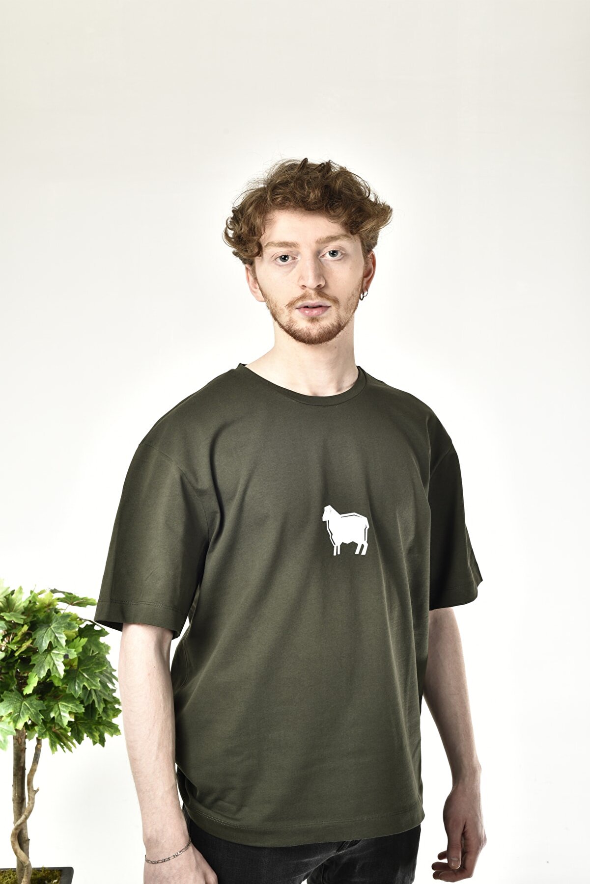 Black Ewe Unısex Yeşil Baskılı Geniş Kalıp T-shirt