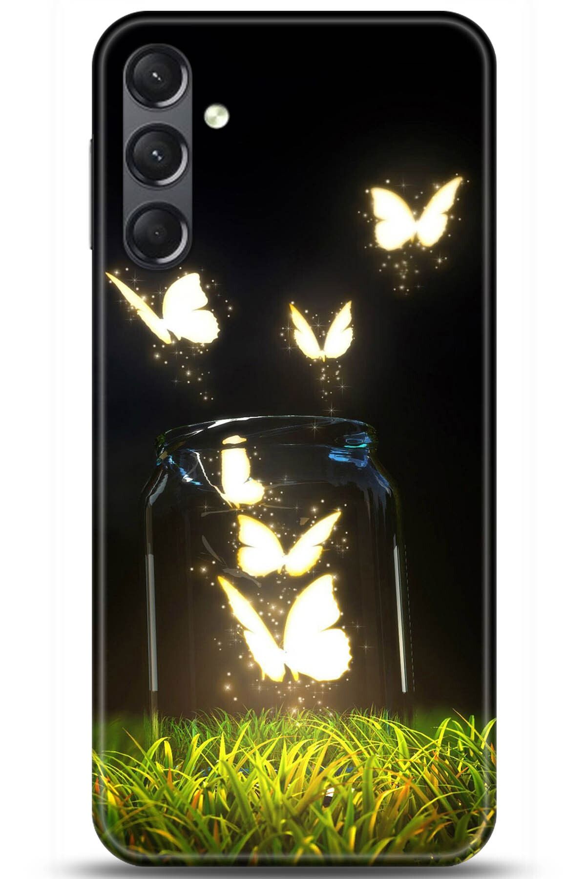 Turkiyecepaksesuar Samsung Galaxy A24 Kılıf Hd Baskılı Kılıf - Işıklı Kelebekler