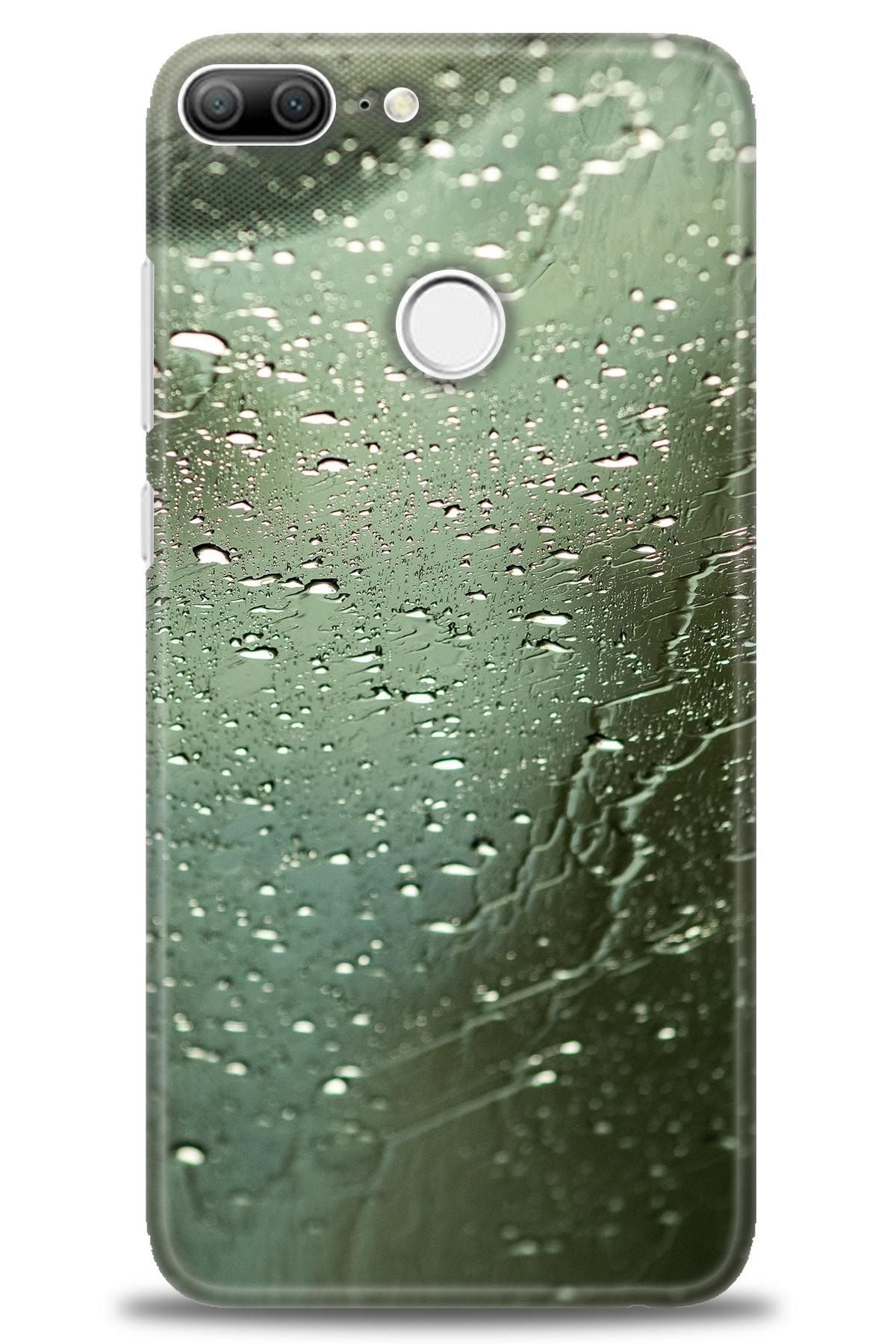 Noprin Huawei Honor 9 Lite Kılıf Hd Baskılı Kılıf - Camdaki Yağmur + Nano Micro Ekran Koruyucu