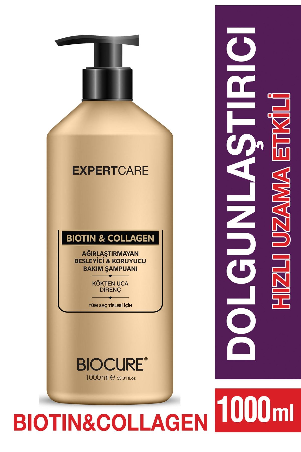 Biocure Biotin & Collagen Saç Bakım Şampuanı - Ağirlaştirmayan Besleyici & Koruyucu Bakim Şampuanı 1 Litre