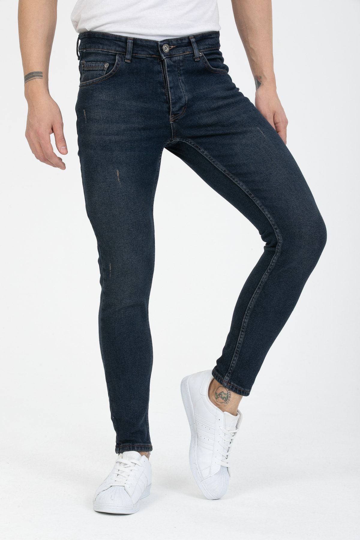OneZero Erkek Kahve Tint Tırnaklı Skinny Fit Jeans
