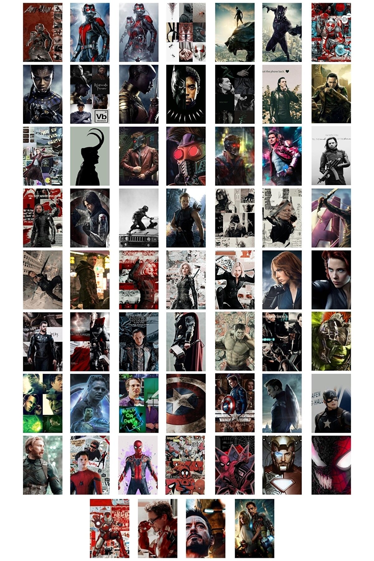postifull Marvel Duvar Posteri Kolaj Seti- Avengers Film Sahneleri - 60 Adet - Arkası Yapışkanlı - Kutulu Set