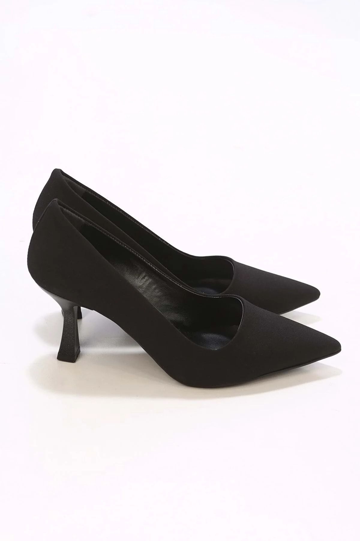 Anıl Ayakkabı Witty Kadın Siyah Saten Tarz Topuklu Sivri Burun Stiletto
