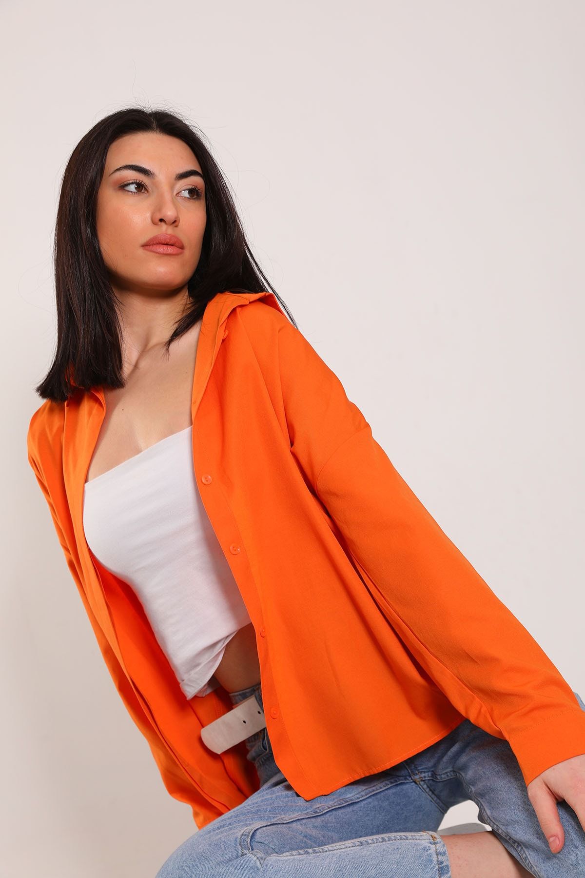 Julude Orange Kadın Omuz Detaylı Gömlek