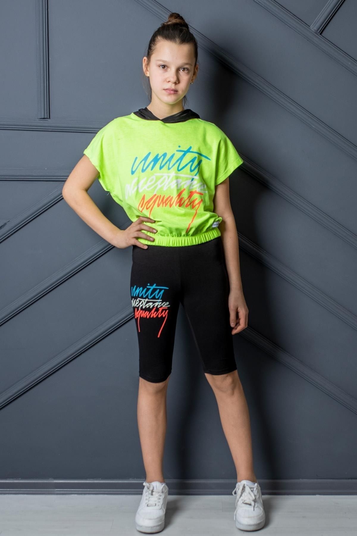 Pina Kids Kız Çocuk Ikili Takım Kapişonlu Tshirt Ve Tayt