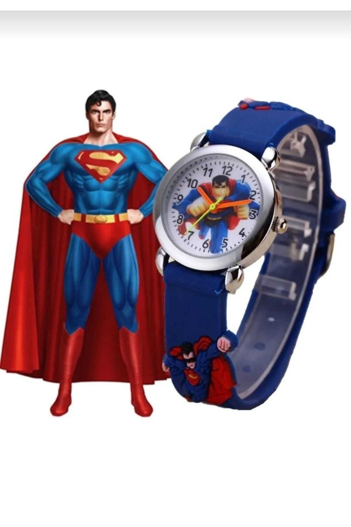 çeçen bujiteri Erkek Çocuk Kol Saati Superman Kabartmalı 3d Silikon