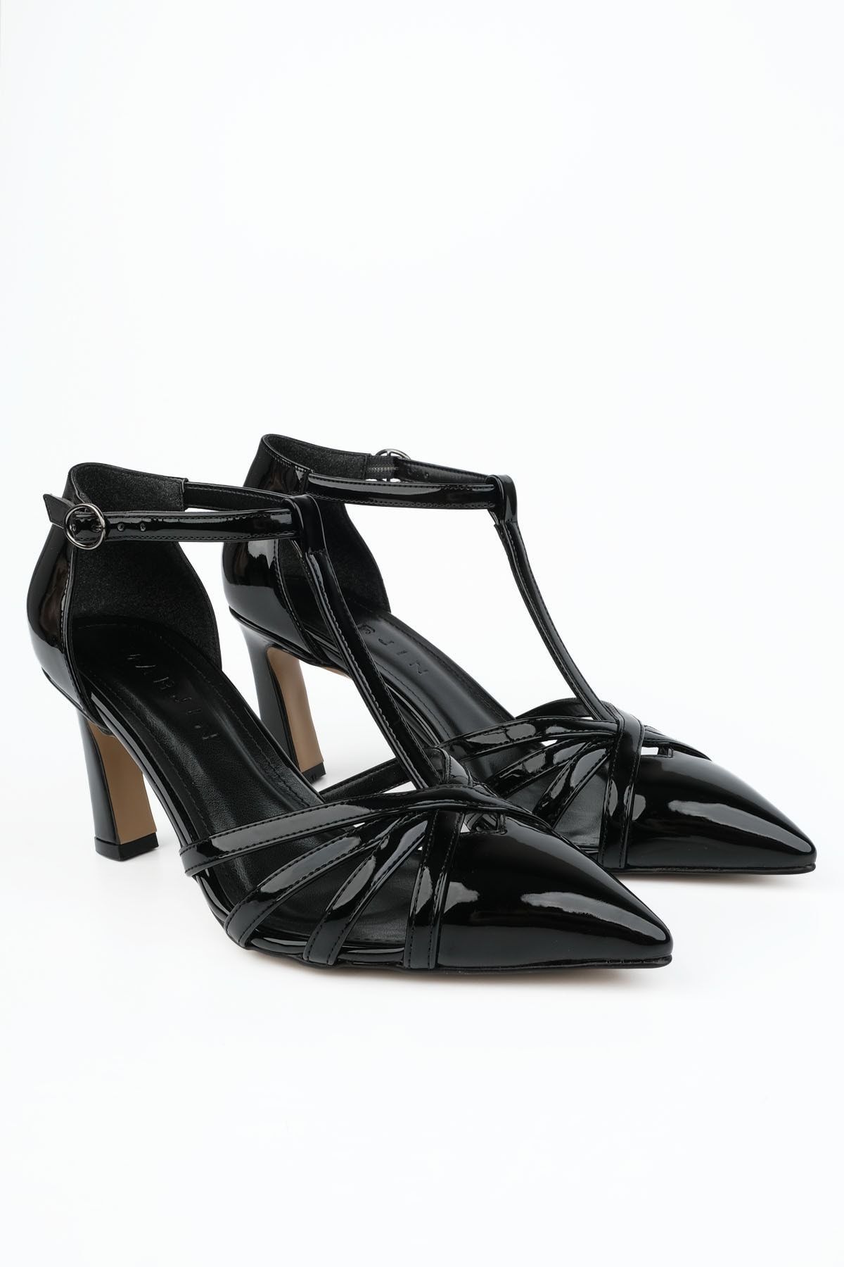 Marjin Kadın Siyah Rugan Klasik Topuklu Ayakkabı Aksiler