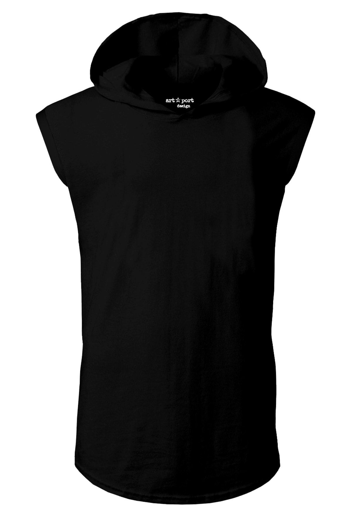 Artaport Design Unisex Basic Kapşonlu Kolsuz Siyah T-shirt