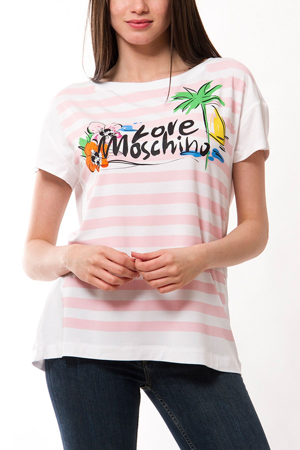 Moschino Kadın Beyaz T-Shirt Mw146