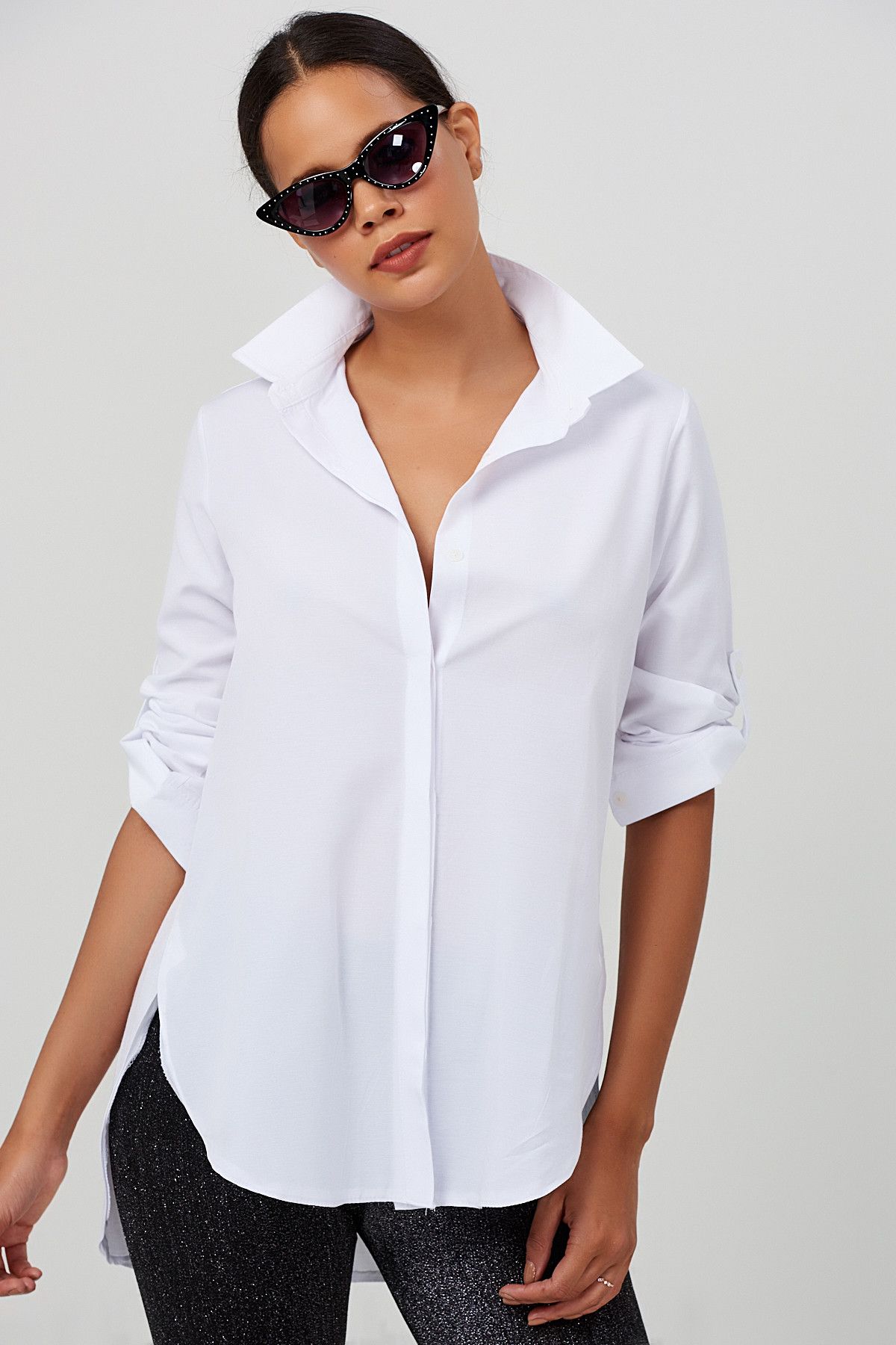 Cool & Sexy Kadın Beyaz Gömlek SF10508