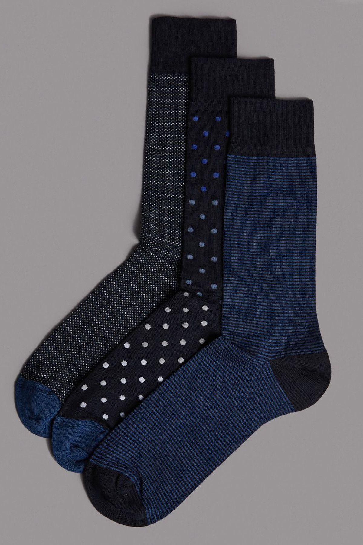 Marks & Spencer Erkek Mavi 3'lü Çorap T10009871