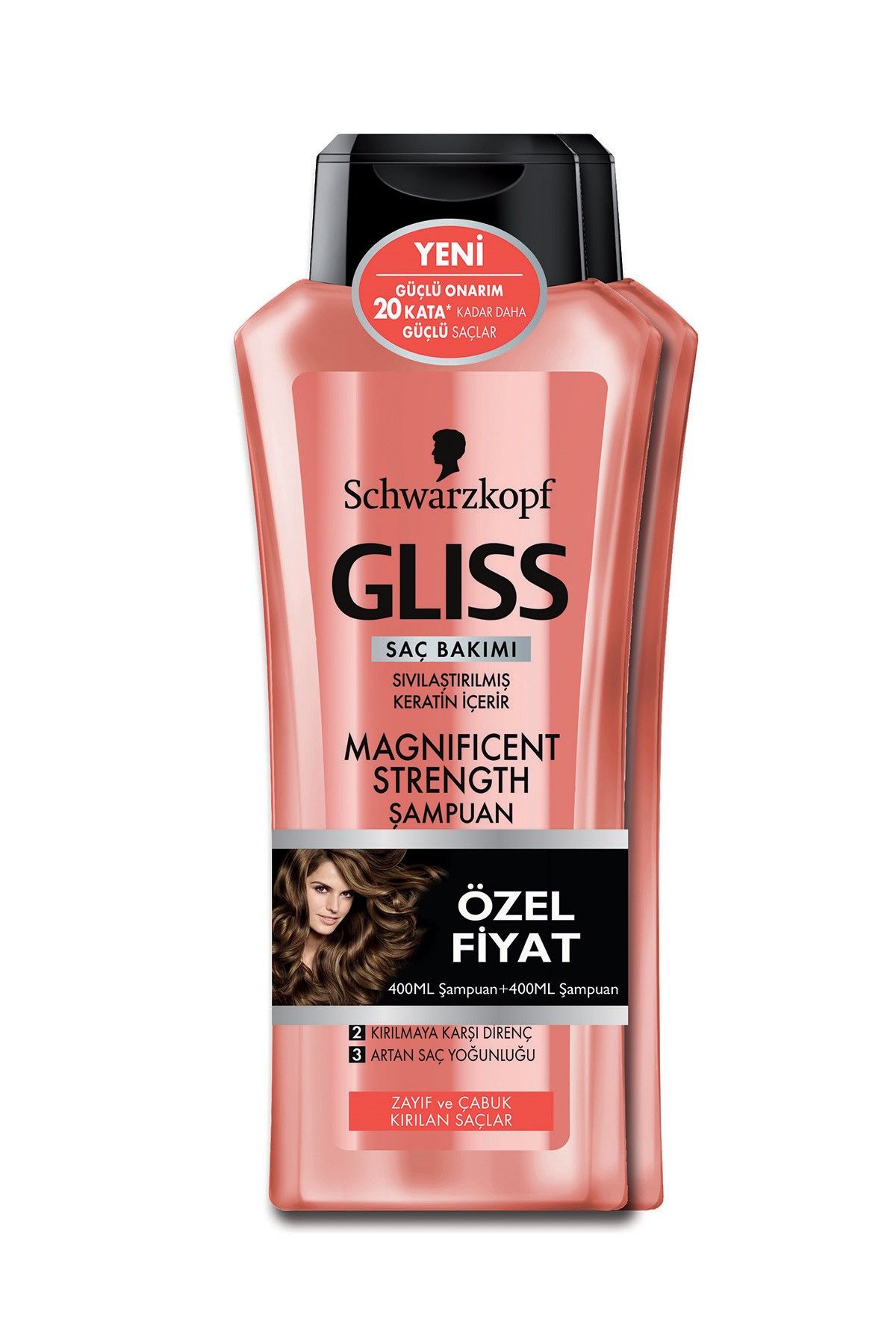 Gliss Magnificient Strength Zayıf ve Çabuk Kırılan Saçlar için Şampuan 2'li 400 ml + 400 ml