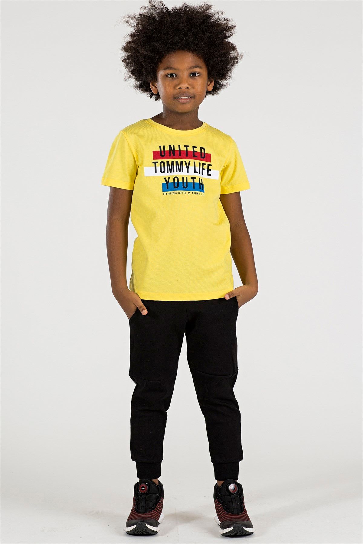 TOMMY LIFE Yazı Baskılı Sarı Çocuk Tshirt