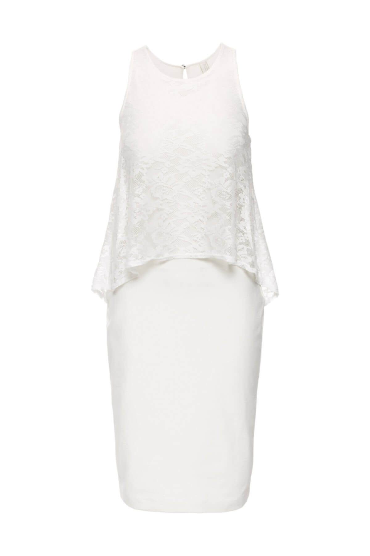 Bonprix Kadın Beyaz Dantel Detaylı Elbise 515004897