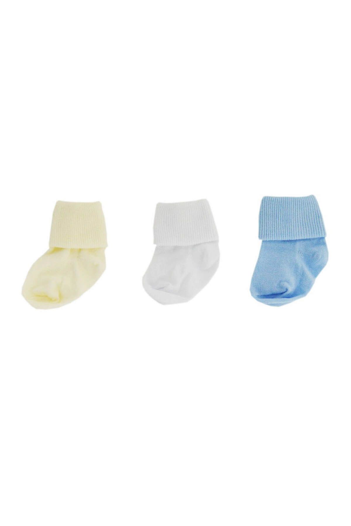 Sebi Bebe B120 3Lü Bebek Çorabı Beyaz-Mavi