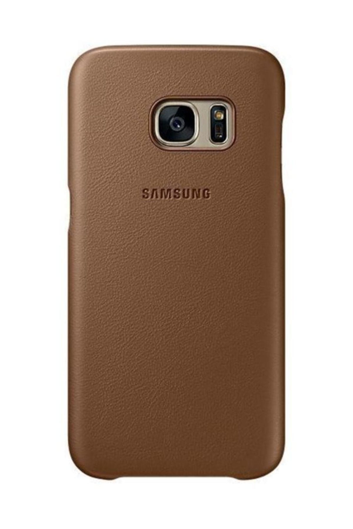 Telefon Aksesuarları Galaxy S7 Deri Kılıf (Kahverengi)