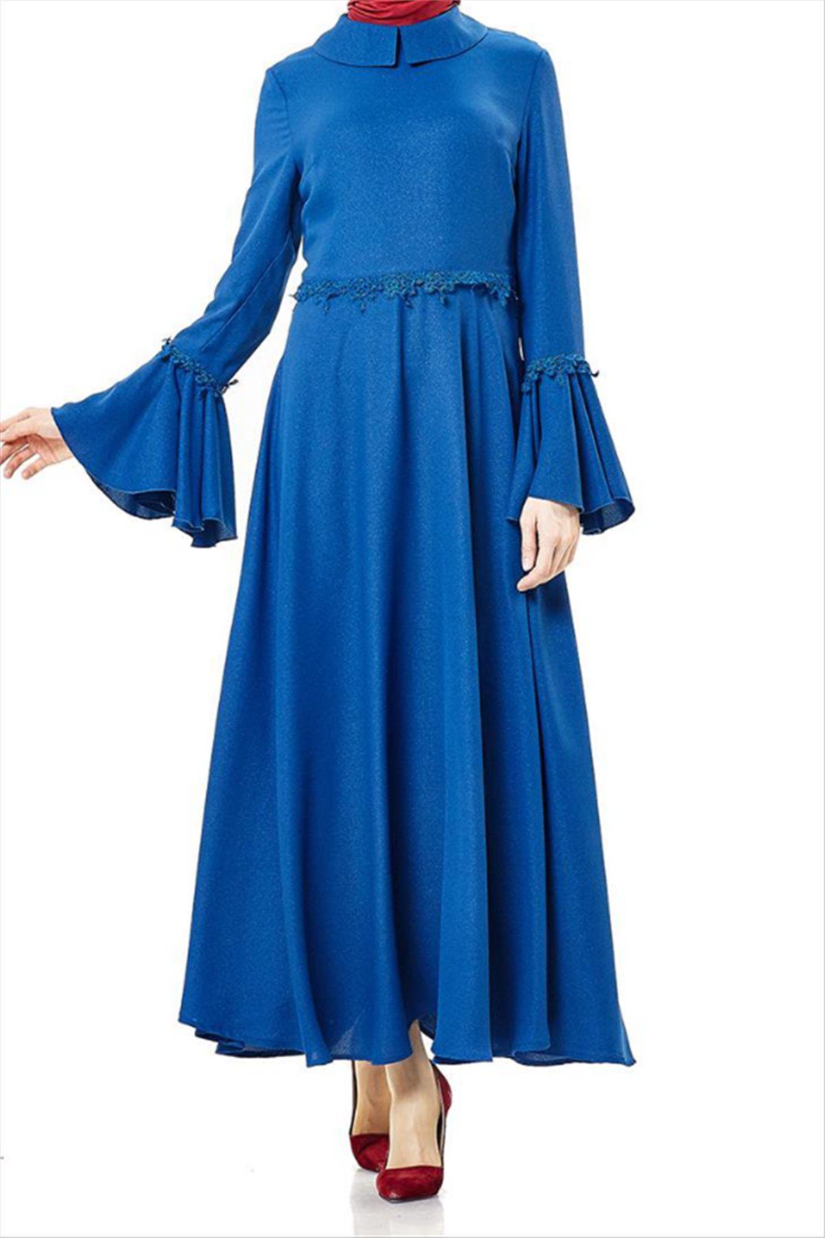 Nihan Kadın Mavi Abiye Elbise Nihan-Z1179