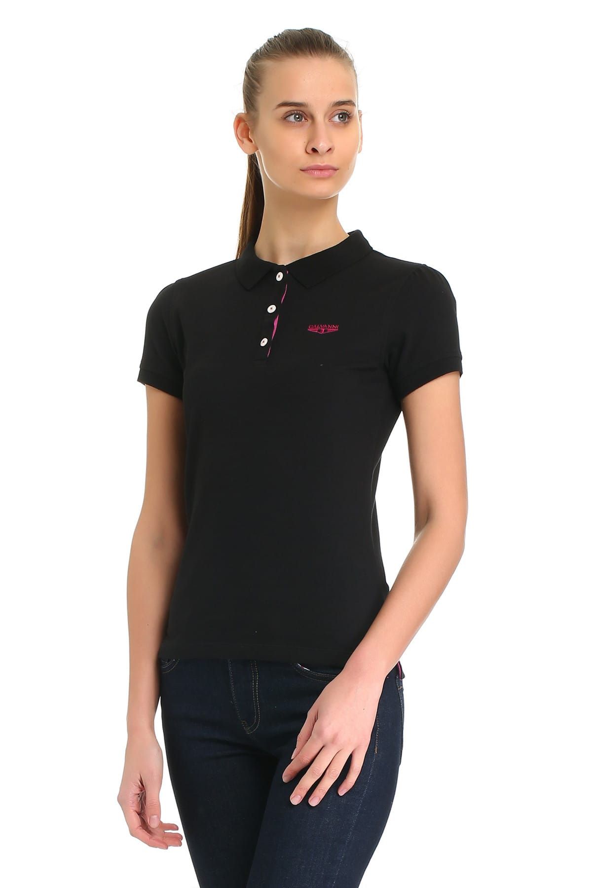 Galvanni Kadın Siyah Polo Yaka T-Shirt - Glvsw1129711