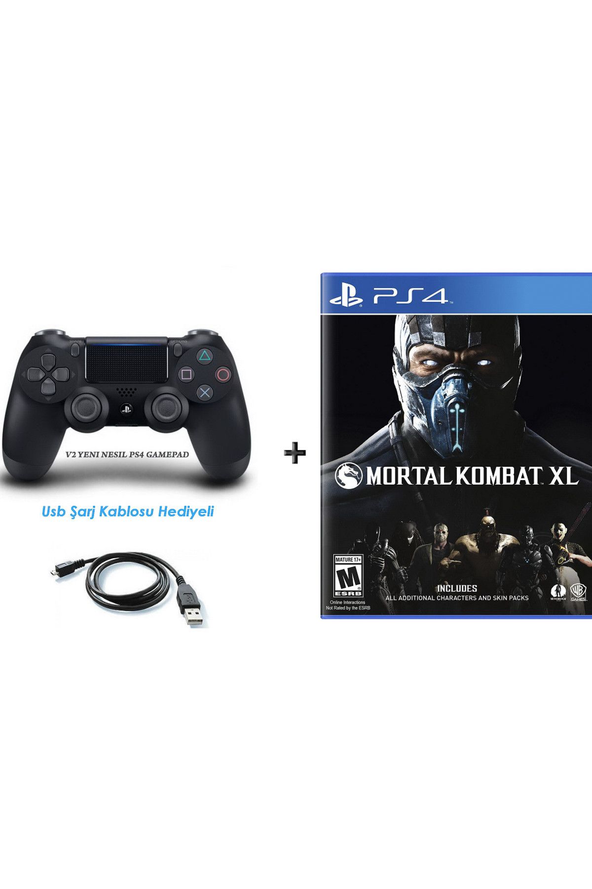 Warner Bros Mortal Kombat XL PS4 OYUN+PS4 V2 NESIL DUALSHOCK KOL