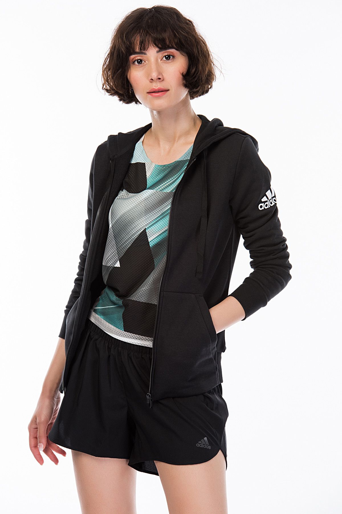 adidas Kadın Sweatshirt - Essentials Solid Fz Hd - S97085