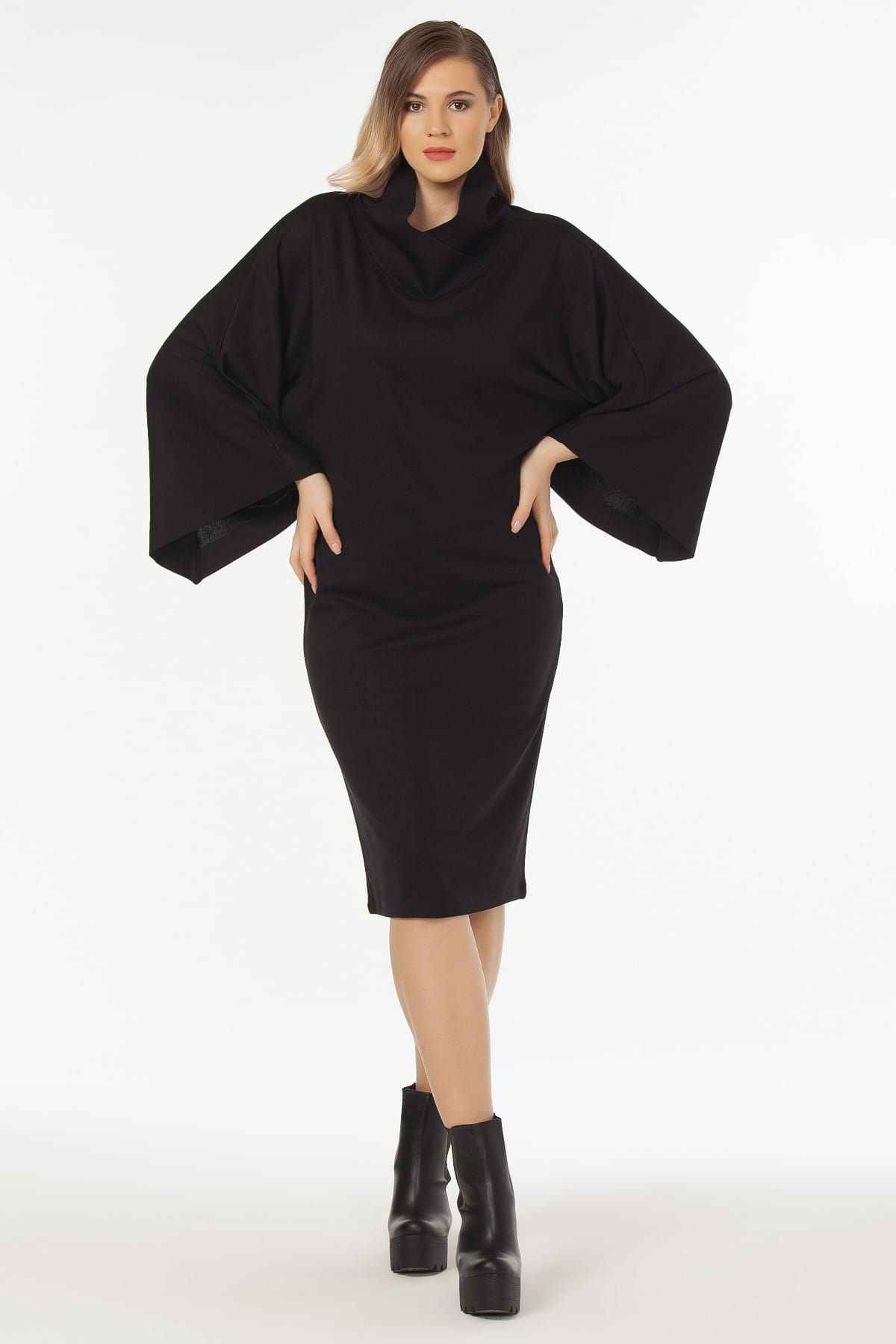 Laranor Kadın Siyah Yaka Ve Kol Detaylı Elbise 19LB9160