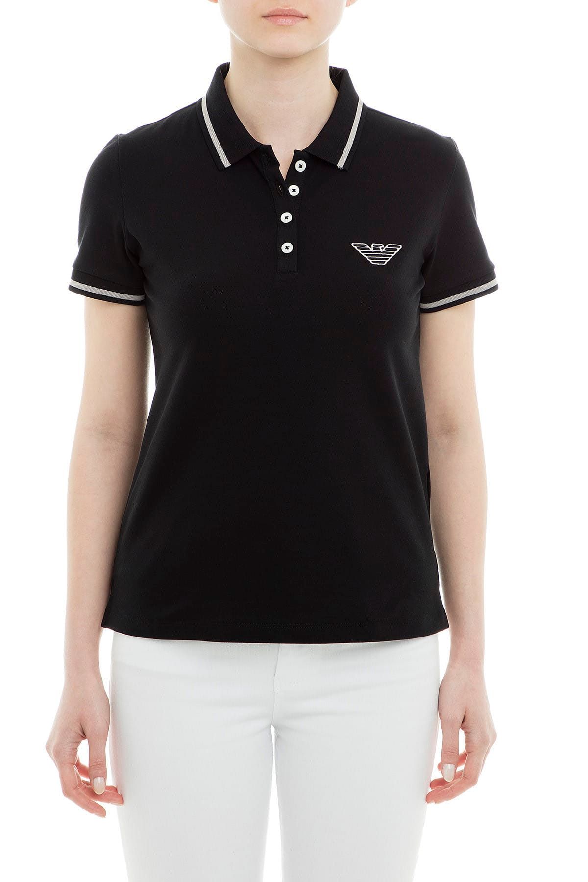 Emporio Armani Kadın Siyah Polo Yaka T-Shirt 3G2M61 2JBXZ 0999