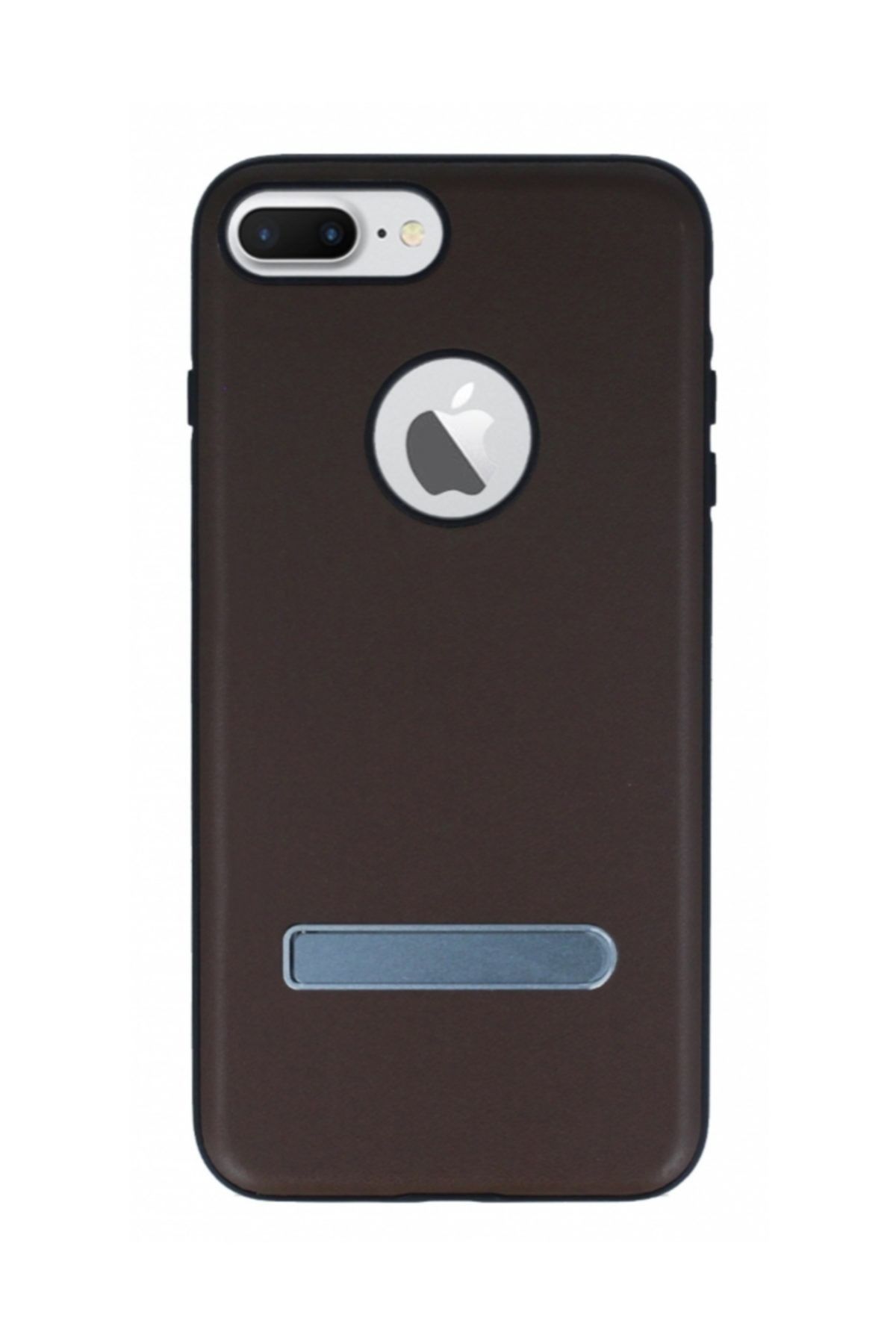 Totu Design iPhone 7 Plus Standlı Deri Kahverengi Rubber Kılıf
