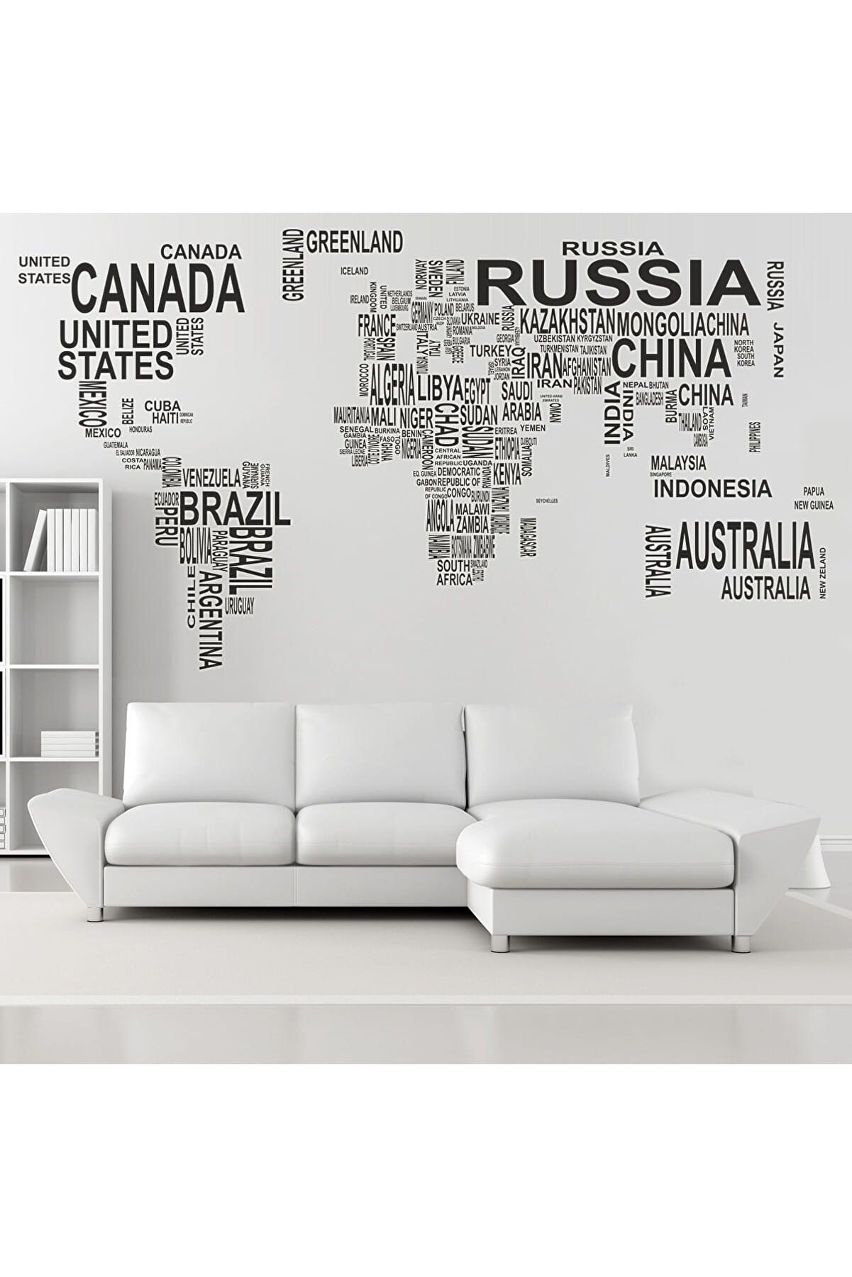 Dekor Loft Dünya Haritası Ülke İsimleri XXL Duvar Sticker 165x90 Cm Dekor Loft Dünya Haritası Ülke İsimleri XXL Duvar Sticker 165x90 Cm