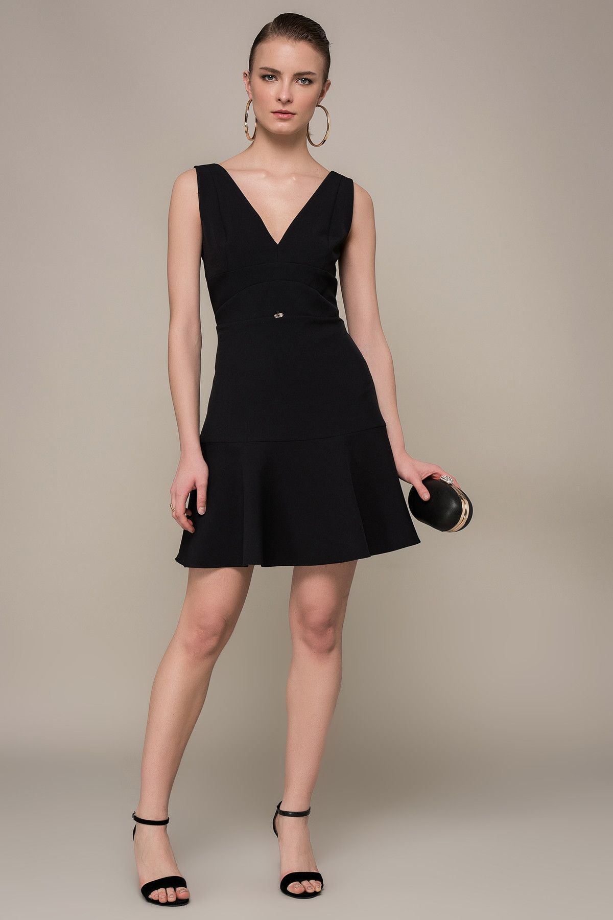 Y-London Kadın Siyah Etek Volanlı Elbise EX-52850